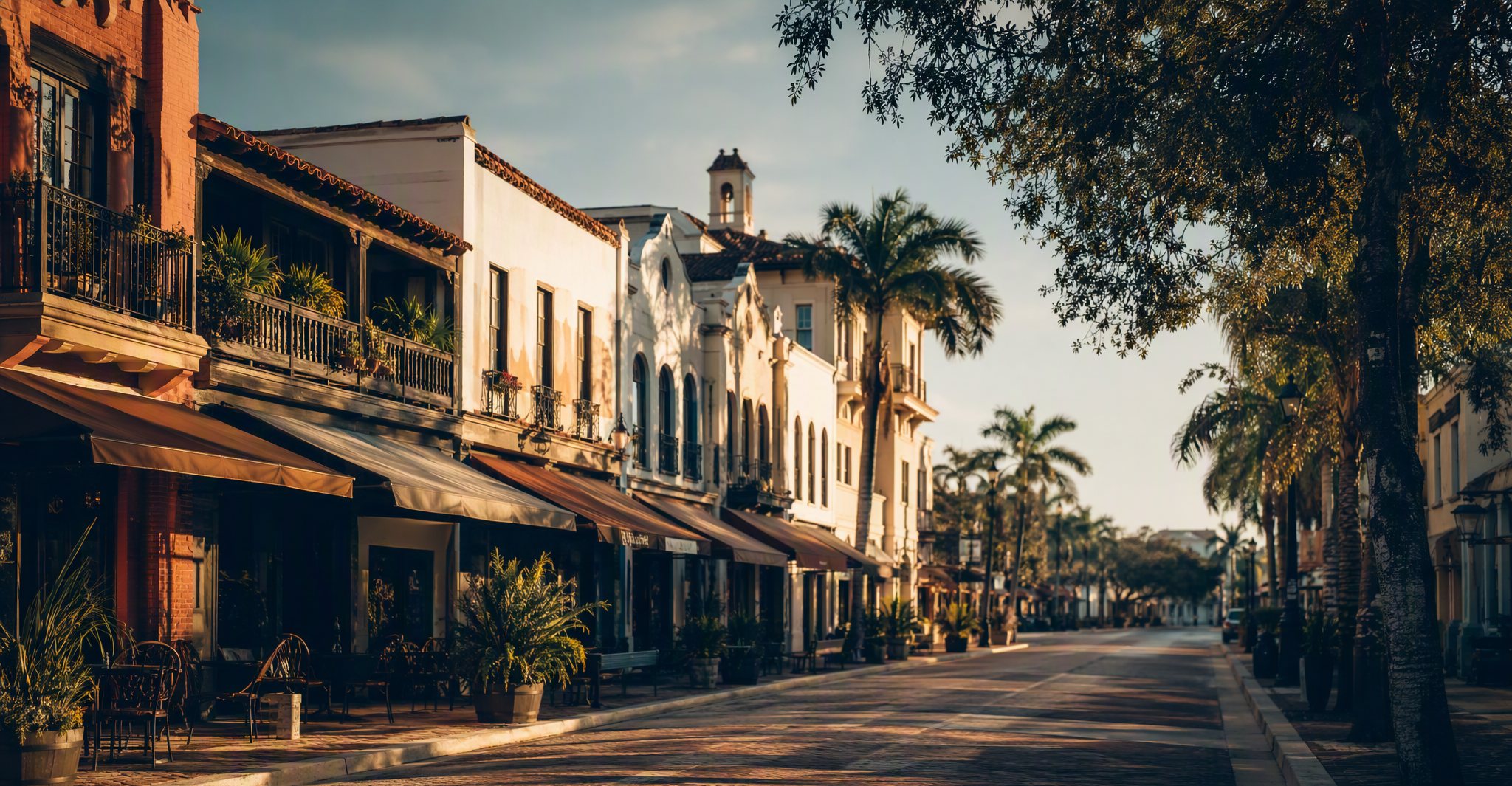 A Florida main street with local storefronts